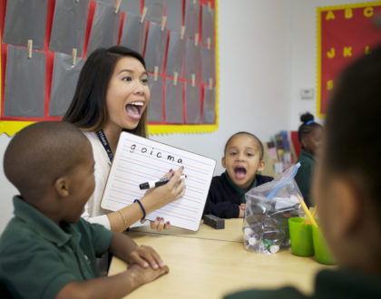 KIPP teacher with students