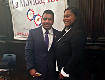 KIPP NJ alum Kei-Sygh Thomas with La Movida founder Rafael Brito