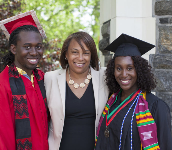 Jane Martinez Dowling, Executive Director, KIPP Through College New York with two recent KIPP graduates