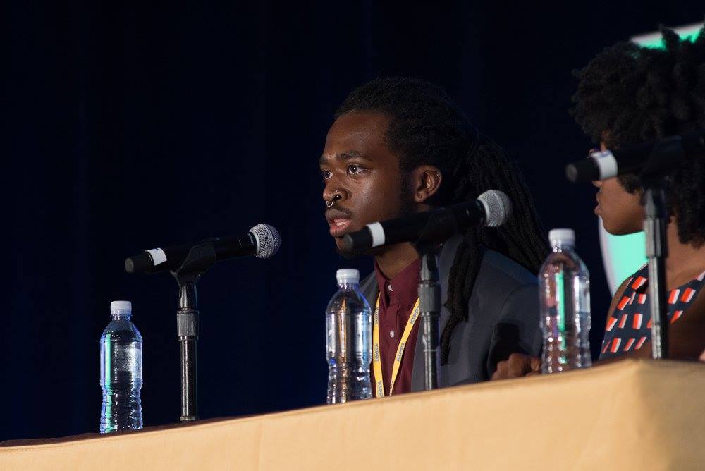 KIPP Alumni Tayvon Wright speaking at College Partners Convening Panel
