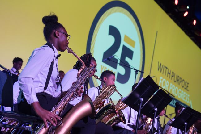Photo shows KIPP AMP Legacy Jazz Band performing at the 2019 KIPP School Summit
